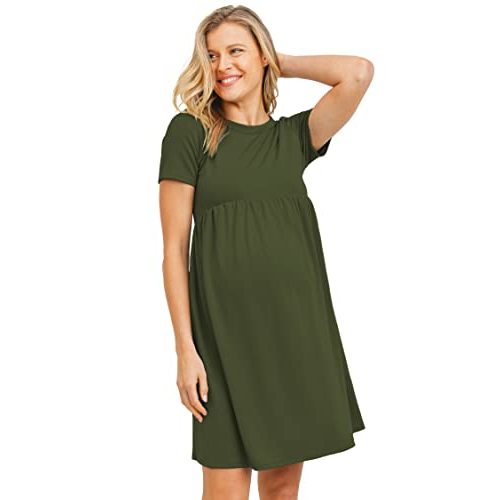 LaClef Women's Maternity Casual Mini T-Shirt Dress