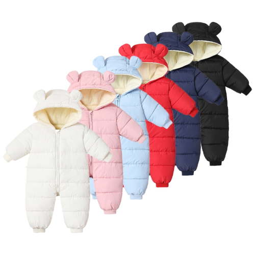 Esaierr Newborn Baby Romper Puffer Jacket Girls Boys Snowsuit Jacket Winter Jumpsuit with Ear Hooded for 3M-24M