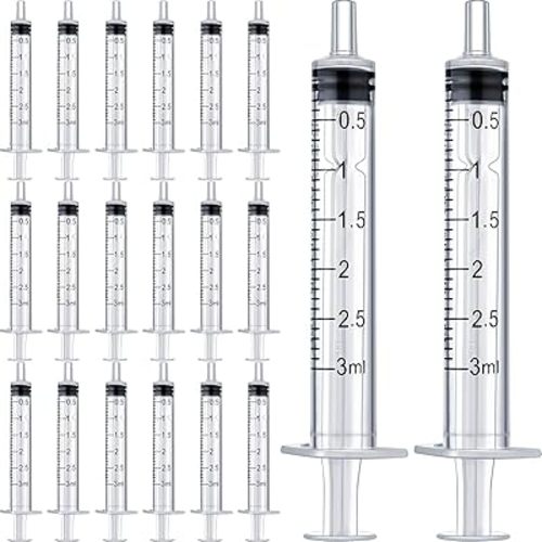 20 Packs Plastic Syringe with Measurement, Suitable for Measuring, Watering, Refilling (3 ml)