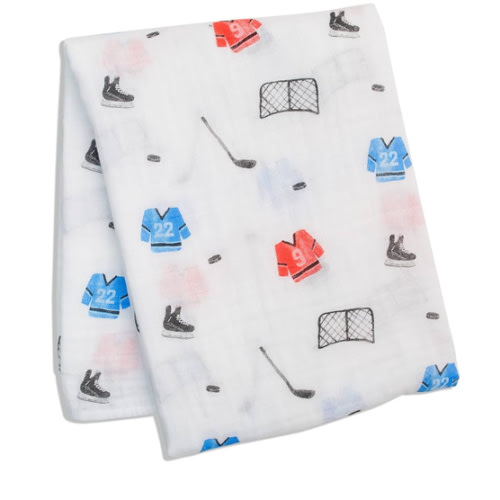 lulujo Baby Swaddle Blanket| Unisex Softest 100% Cotton Muslin Swaddle Blanket| Neutral Receiving Blanket for Girls & Boys | 47in x 47in Hockey