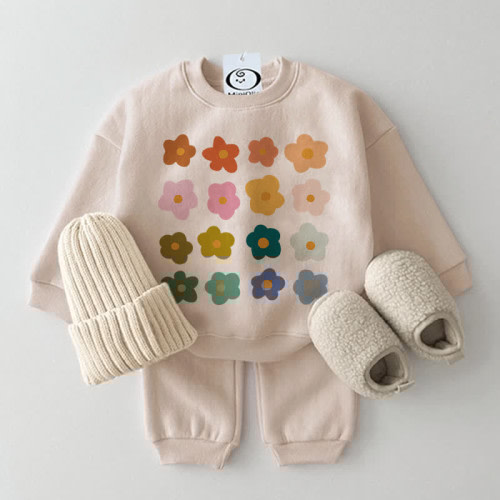 Baby 2-Piece Sixteen Flowers Beige Set