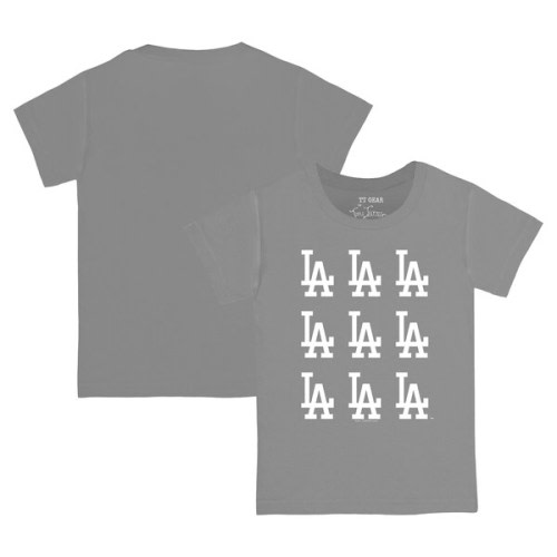 Los Angeles Dodgers Tiny Turnip Infant Logo Grid T-shirt - Gray