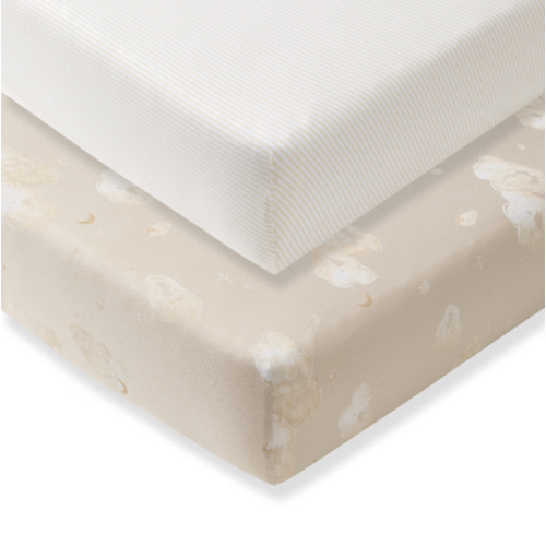 Good Night Sky Organic Cotton Crib Sheets Limestone