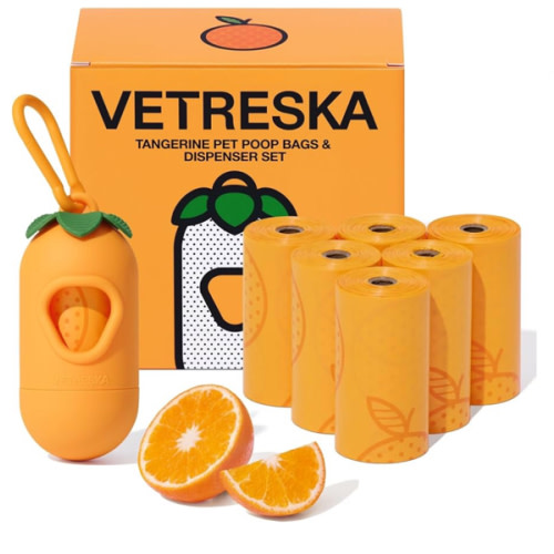 VETRESKA Dog Poop Bags Dispenser with Citrus Scented Waste Bags
