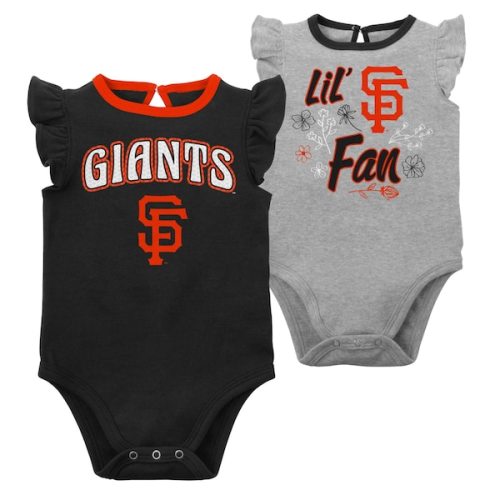 Girls Newborn & Infant San Francisco Giants Black/Heather Gray Little Fan Two-Pack Bodysuit Set