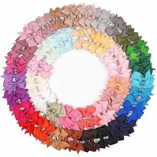 80PCS Baby Hair Ties With Bows 2Inch Hair Bows Elastic Rubber Bands Finger Hair Ties Ponytail Holders Hair Accessories for Baby Girls Newborn Infants Toddlers Multi-colored