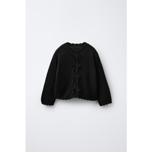 BOW DETAIL CARDIGAN - Black | ZARA United States