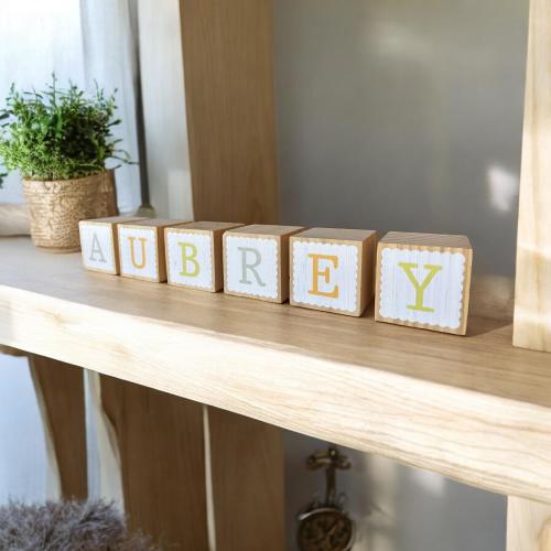 Personalized Baby Name Blocks | 2" Wood Nursery Decor | Custom UV Printed Letter Blocks | Choose Colors | Wooden Name Sign