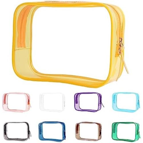 Buminee Clear Pouch Small, 6.6"x2.3"x4.7" Size TSA Approved Toiletry Bag, Travel Bags for Toiletries, Cosmetic Bag for Women and Men - 1 Pack Yellow