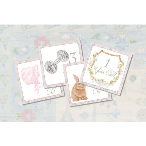 Elegant Watercolor Art Girl Milestone Cards