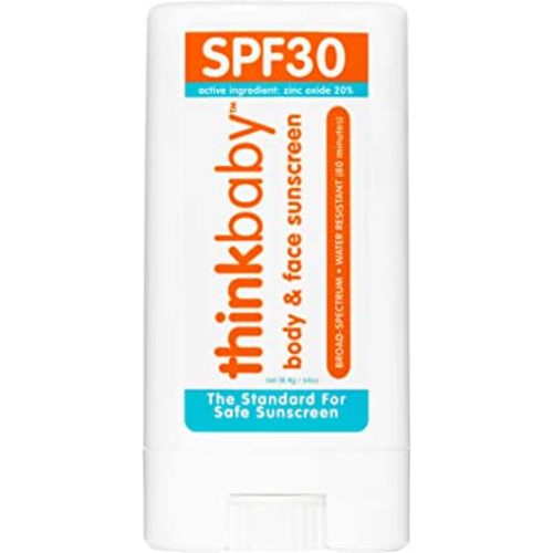Thinkbaby SPF 30 Sunscreen Stick – Safe, Natural, Water Resistant Sun Cream for Babies, Kids & Adults – Vegan, Mineral UVA/UVB Sun Protection – Reef Friendly Travel Stick, 0.64oz