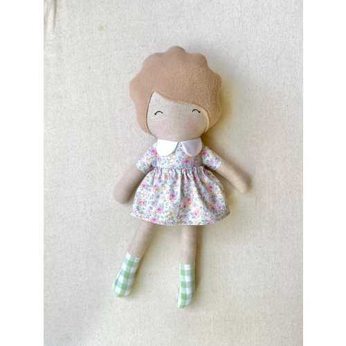Handmade 15 inch Doll in Pastel Calico Dress