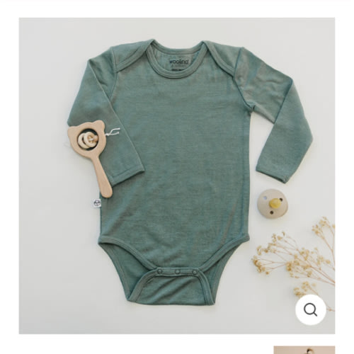 Baby Bodysuit, Long Sleeve, Merino Wool