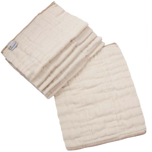 OsoCozy Organic Cotton Prefold Cloth Diapers. Size 1 - Infant 4x8x4, Uni-Sex, Fits 7-15 lbs. - 6 Pack
