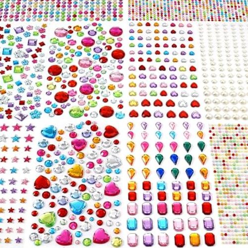 MYDBUYSOME 2774pcs Gem Stickers Jewels for Crafts, Self Adhesive Rhinestone Jewel Stick on Gems, Acrylic Bling Heart Stickers, Craft Supplies for Kids