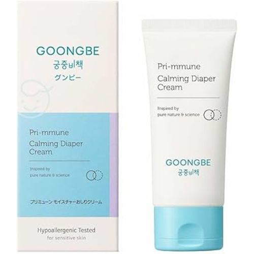GOONGBE Pri-mmune Calming Diaper Cream - Korean Baby Diaper Cream with Zinc Oxide and Panthenol - Treats, Soothes - Soft Matte Skin, Allergen-Free, 2.7oz.