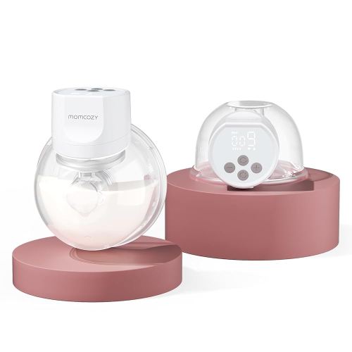 Momcozy Wearable Electric Breast Pump – Portable, Wireless, Adjustable Suction, Soft DoubleFit Flanges, Smart Display (24mm, 2-Pack, Light White)