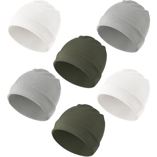 Konssy 6 Pack Baby Beanie Hats for Unisex, Toddler Beanies Baby Girl Boy Hat Warm Cap for Infant, Toddler