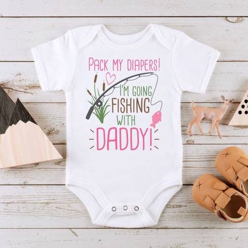 Fishing Baby Onesie® ~ Cute Baby Onesie® ~ Pack My Diapers I'm Going Fishing With My Daddy Onesie® ~ New Dad Onesie® ~ Baby Shower Gift