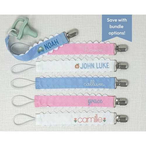 Monogrammed Pacifier Clip for Newborn Custom Name Paci Clip for Newborn Baby Gift Personalized Baby Name Paci Clip Custom Embroidery Gift