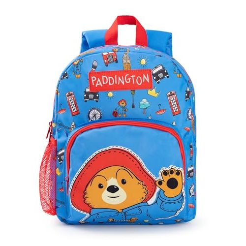 Paddington Bear Boys Backpack | Blue & Red Rucksack with Adjustable Straps | British Character Practical & Organised Luggage Sports School Bag For Kids | Movie Series Merchandise Gift, Blue, One Size