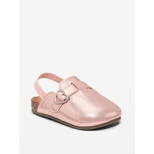 Faux-Leather Metallic Buckled Clog Shoes for Baby
