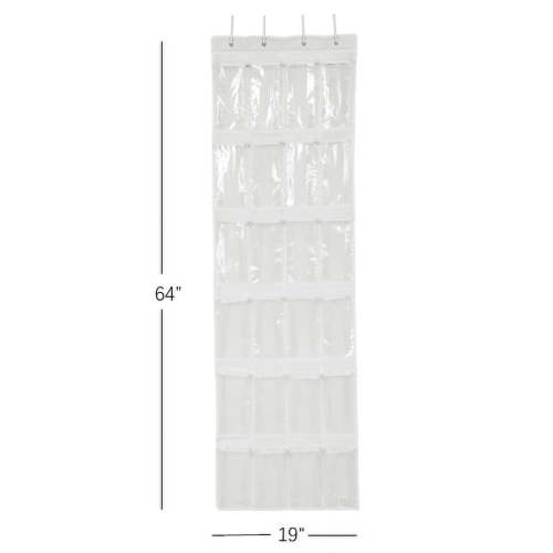 Mainstays Over the Door Shoe Organizer, 24 Pockets, Arctic White
