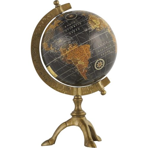 Deco 79 Aluminum Metal Globe, 7" x 6" x 12", Brown