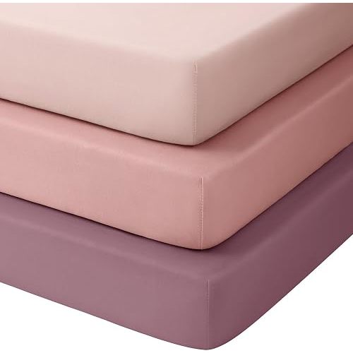Baby Crib Sheets 3 Pack, Snug Fit Fitted Crib Sheet for Boys Girls, Super Soft Toddler Bed Sheet, Neutral Stretchy Baby Sheet, Breathable & Wrinkle-Resistant, 28x52x8in, Gradient Pink