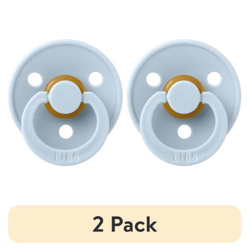 (2 pack) BIBS Colour, Natural Rubber Latex Pacifier Size 1, 0-6 Months, Baby Blue, Gender-Neutral, 1 Count