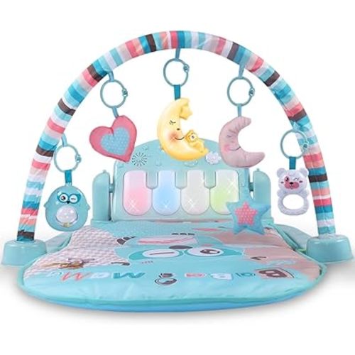 TEMI Baby Gym Toys & Activity Play Mat, Kick and Play Piano Gym Center with Music and Lights, Electronic Learning Toys for Infants, Toddlers, Newborn, Girls and Boys Ages 1 to 36 Months