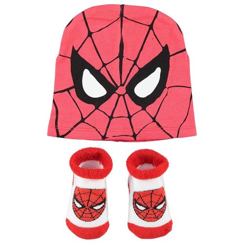 Spiderman Baby Hat and Bootie Sock Set- Marvel Superhero Avengers Baby Boy Clothes, Spiderman Cap and Booties Gift Set (Red/Black/White, 0-12 Months)