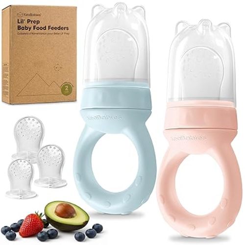 KeaBabies Baby Fruit Feeder 2pk - Silicone Baby Food Feeder for Babies 6-12 Months, Breast Milk Popsicle Teether, Weaning, Pacifier, Freeze Frozen Solid Food, Infant Feeding Essential (Peace)
