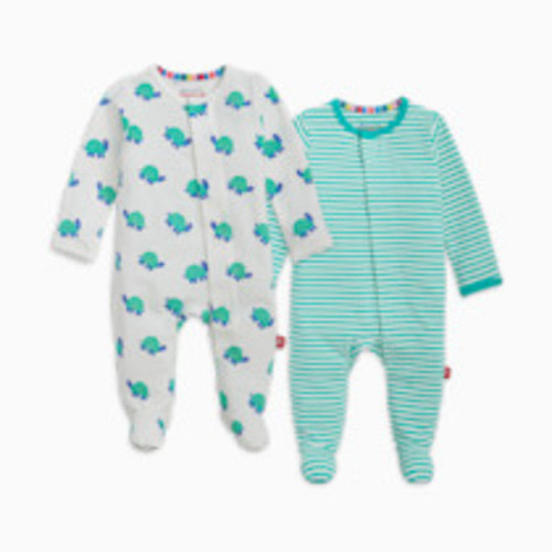 Magnetic Me Cloudstretch Magnetic Footie (2-Pack) - Green Multi, 0-3 M