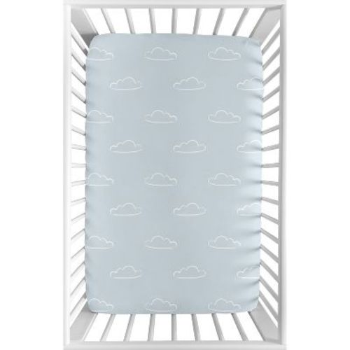 Sweet Jojo Designs Boy Baby Fitted Mini Crib Sheet Airplane Blue And White