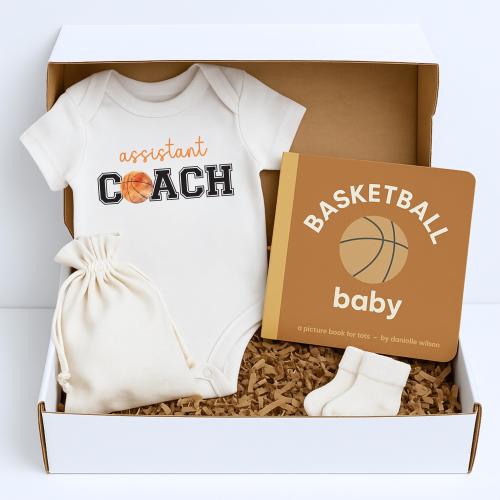 Basketball Gift Bundle, Organic Basketball Onesie®, Basketball Baby Gift, Baby Shower Gift, Gift For Expecting Mother