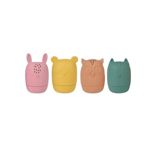 Iselyn 4Pack Mold Free Silicone Bath Toys for Toddlers 1-3, Non-Toxic, Dishwasher Safe