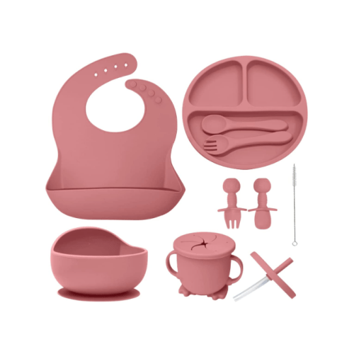 10 Piece Baby Feeding Set | 100% Food Grade Silicone | Non Slip | Self Feeding Utensils | Led Weaning Supplies | Microwave and Dishwasher Safe