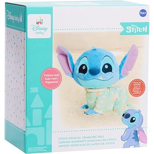 Just Play Disney Baby Musical Crawling Pal Stitch Plush Toy, Kids Toys for Ages 09 Month