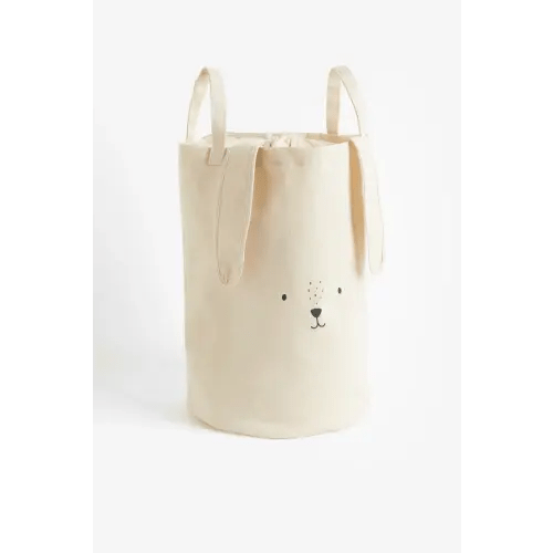 Cotton Twill Storage Basket (Natural White/Rabbit)