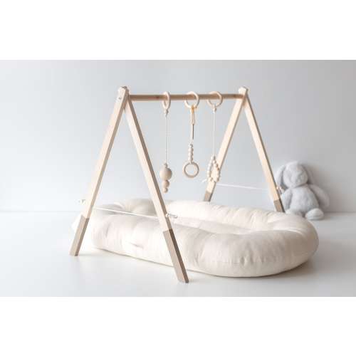 Wooden baby gym, Play gym for baby, Silt brown bottom painted Birch, Sverige design