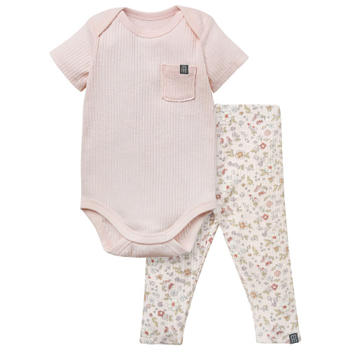 Modern Moments by Gerber Baby Neutral Organic Bodysuit and Legging Outfit Set, Sizes 0/3 Months - 24 Months
