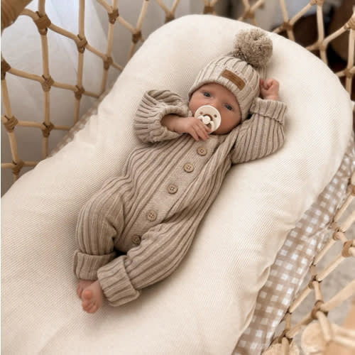 Little B's Chunky Rib Baby Jumpsuit - Oak