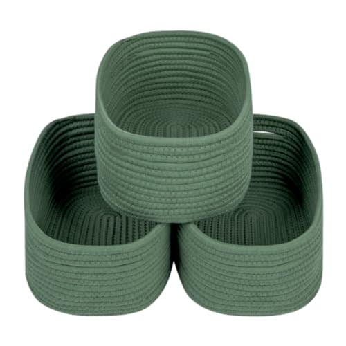 CubesLand Woven Basket for Organizing/Storage,Cube Shelf Closet Storage Baskets Bins,Long-lasting &Skin-friendly Toy Storage Basket,Stylish Room Decor Basket,Rope Basket,Green Basket for Shelves