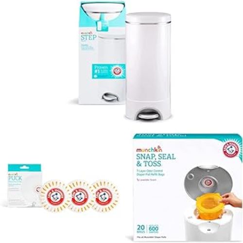 Munchkin® Step Diaper Pail + Refill Bags + Baking Soda Cartridges
