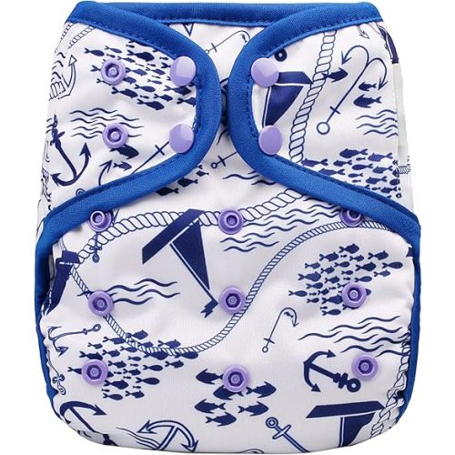 OsoCozy One Size Reusable Cloth Diaper Covers - Adjustable Snap Fit & Double Leg Gussets. Fits Babies from 8-35 Pounds.