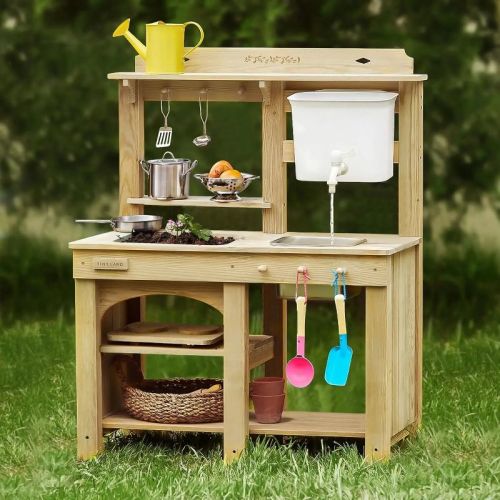 Tiny Land® Mud Kitchen - DuoPlay Outdoor Play Kitchen for Kids