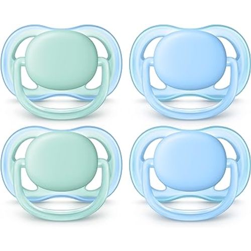 Philips AVENT Ultra Air Pacifier, 0-6 Months, Blue/Green, 4 Pack, SCF244/40
