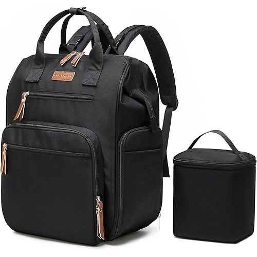 Breast Pump Bag for Spectra S1 S2 Medela, Convertible Large Diaper Bag Backpack for Working Moms with 16 inch Laptop Sleeve & Cooler Storage, Black