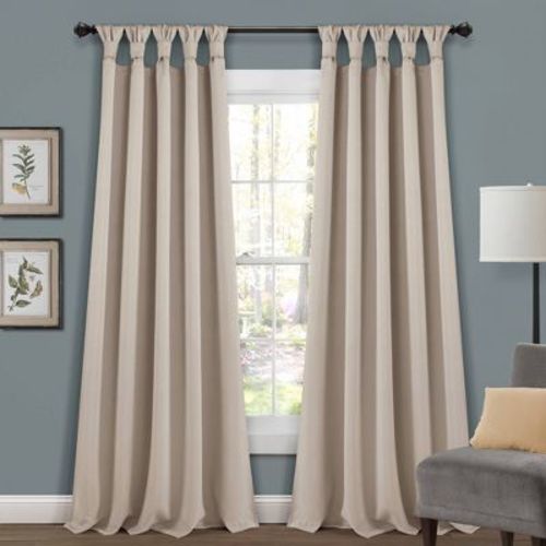 Set Of 2 (84"x52") Knotted Tab Top Insulated Blackout Window Curtain Panels - Lush Décor